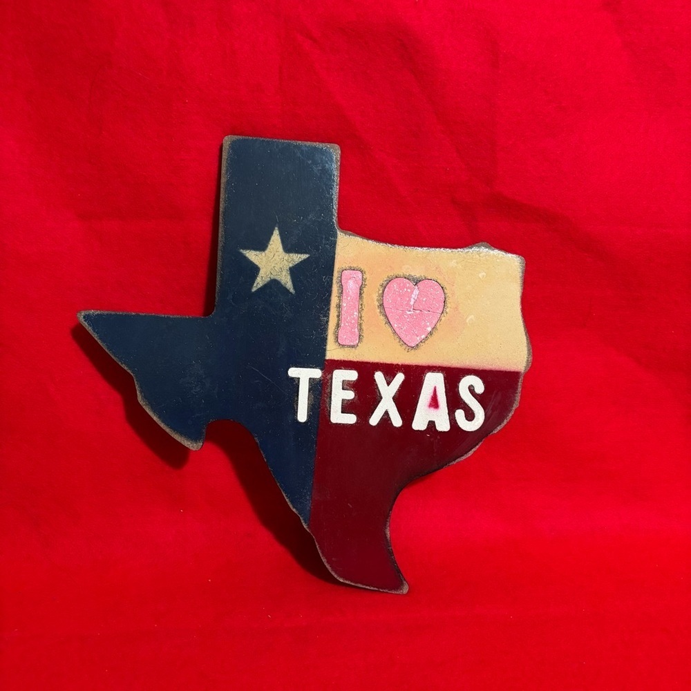 I Love Texas State Shaped Hanging Wall Decor Art Star Heart